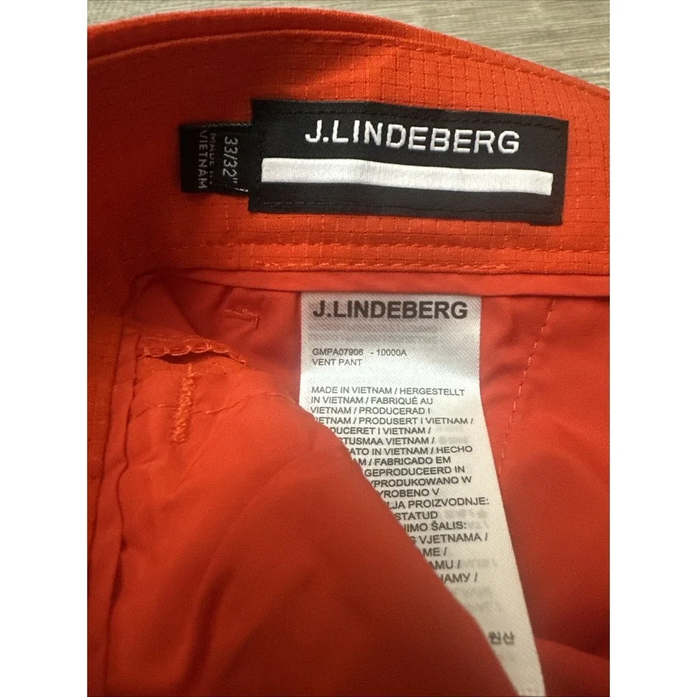 J Lindeberg High Vent Pants Fiery Red Golf Pants Men's 33x32